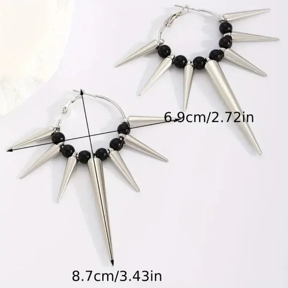 Earrings Spike Goth Emo Scene Retro Unisex Unique Rave Rave Stylish Y2K Tribal - Picture 4 of 4